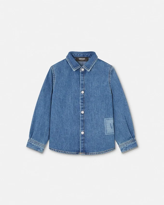 90s Vintage Logo Denim Kids Shirt 90s Vintage Logo Denim Kids Shirt