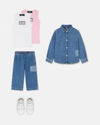 90s Vintage Logo Denim Kids Shirt