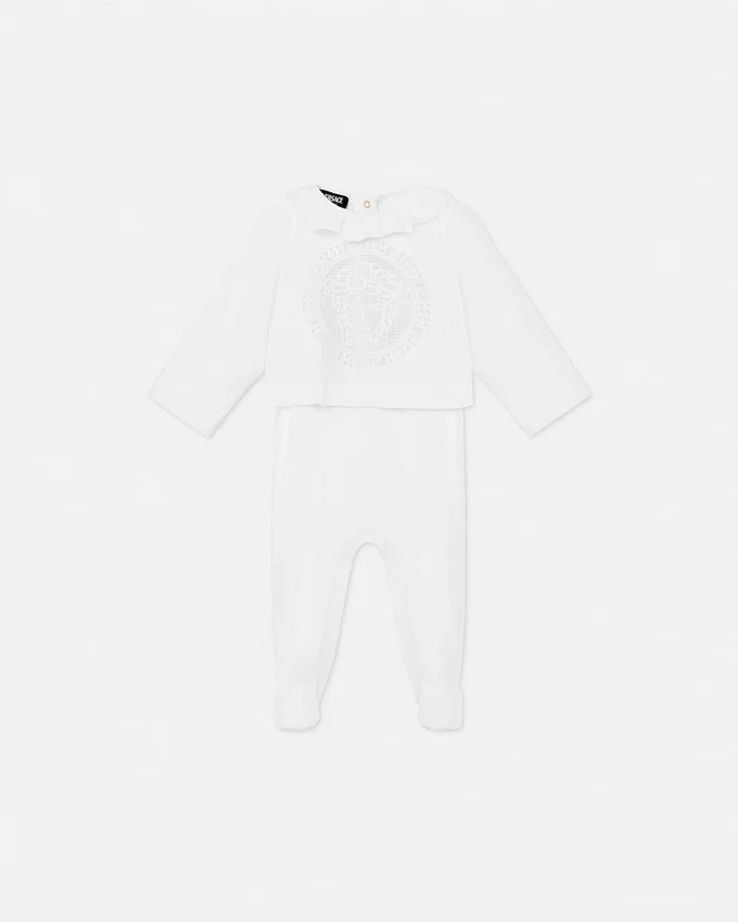 Baby Embroidered Cotton-Jersey Sleepsuit Baby Embroidered Cotton-Jersey Sleepsuit