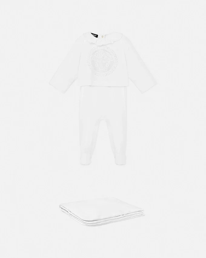 Baby Embroidered Cotton-Jersey Sleepsuit Baby Embroidered Cotton-Jersey Sleepsuit