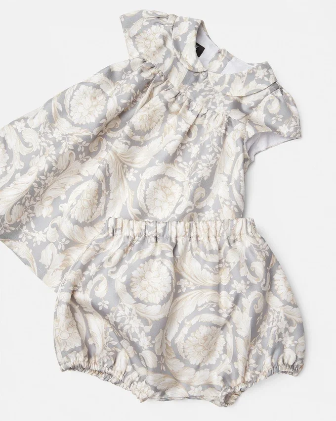 Baby Printed Silk Twill Dress Set Baby Printed Silk Twill Dress Set