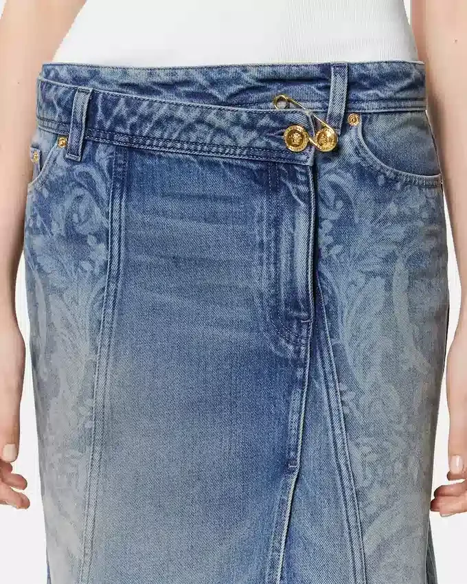 Barocco Denim Wrap Skirt Barocco Denim Wrap Skirt