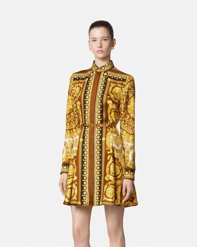 Barocco Silk Mini Shirt Dress Barocco Silk Mini Shirt Dress