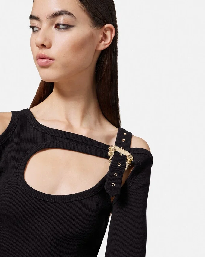 Baroque Buckle Cutout Midi Dress Baroque Buckle Cutout Midi Dress