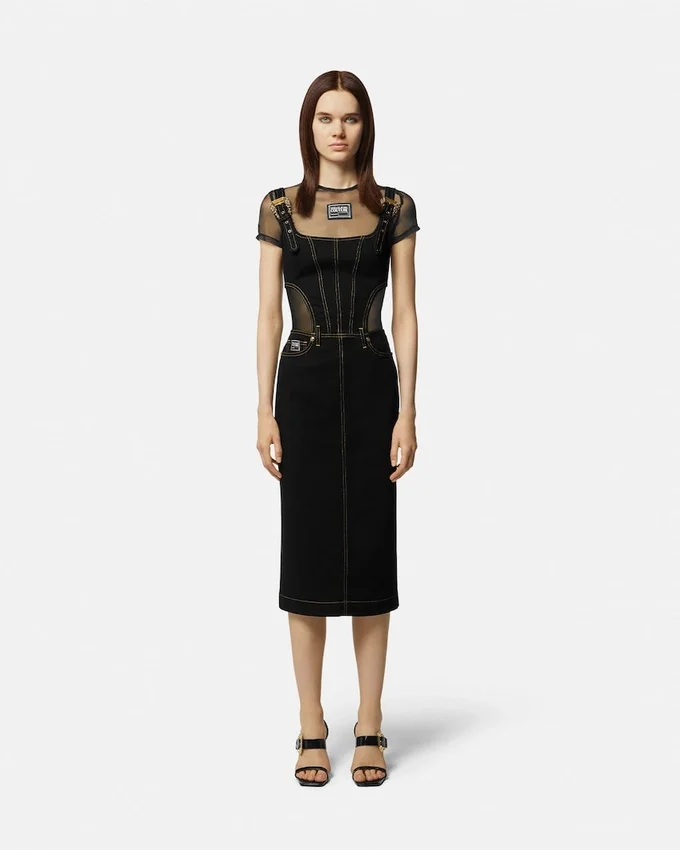Baroque Buckle Midi Denim Dress Baroque Buckle Midi Denim Dress