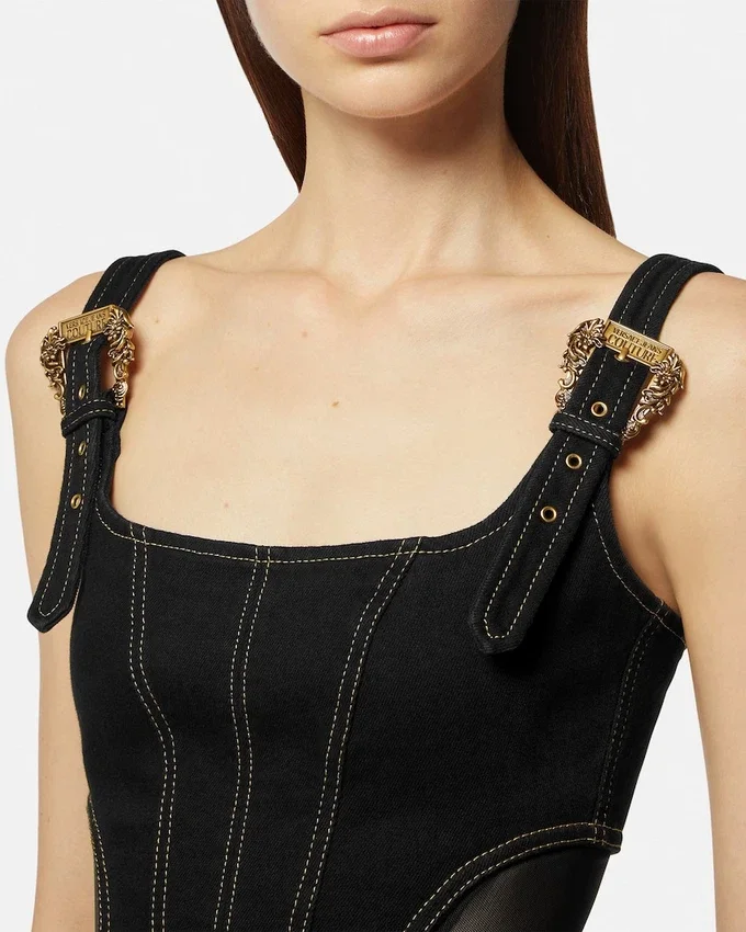 Baroque Buckle Midi Denim Dress Baroque Buckle Midi Denim Dress