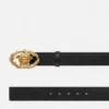 Buckle Crest Leather Belt  4 cm