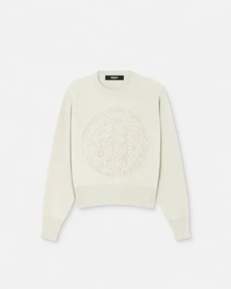 Cashmere-Blend Medusa Knit Sweater