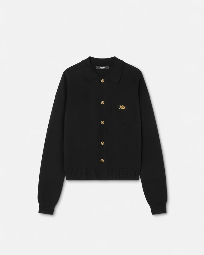 Cashmere-Cotton Knit Polo Cardigan Cashmere-Cotton Knit Polo Cardigan