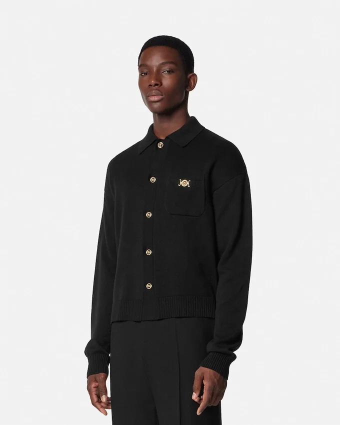 Cashmere-Cotton Knit Polo Cardigan Cashmere-Cotton Knit Polo Cardigan