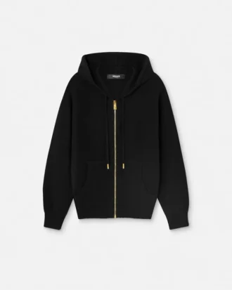 Cashmere-Wool Knit Zip Hoodie