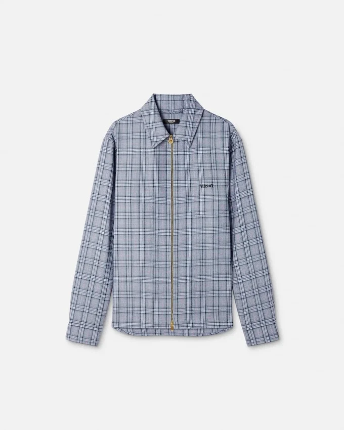 Checked Wool Flannel Zip Overshirt Checked Wool Flannel Zip Overshirt