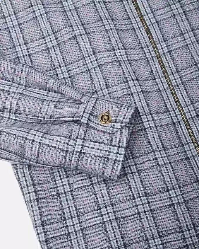 Checked Wool Flannel Zip Overshirt Checked Wool Flannel Zip Overshirt