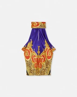 Cheetah Barocco Silk Lavalli&egrave;re Top