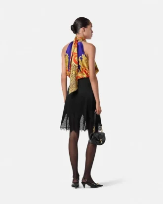 Cheetah Barocco Silk Lavalli&egrave;re Top