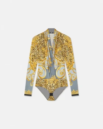Cheetah Foulard Draped Bodysuit