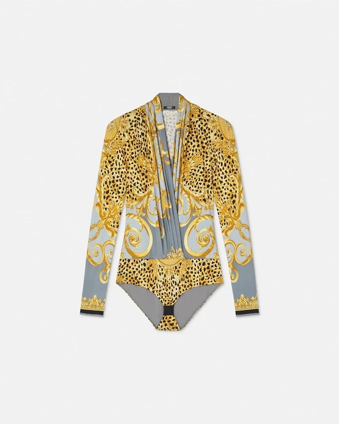 Cheetah Foulard Draped Bodysuit Cheetah Foulard Draped Bodysuit