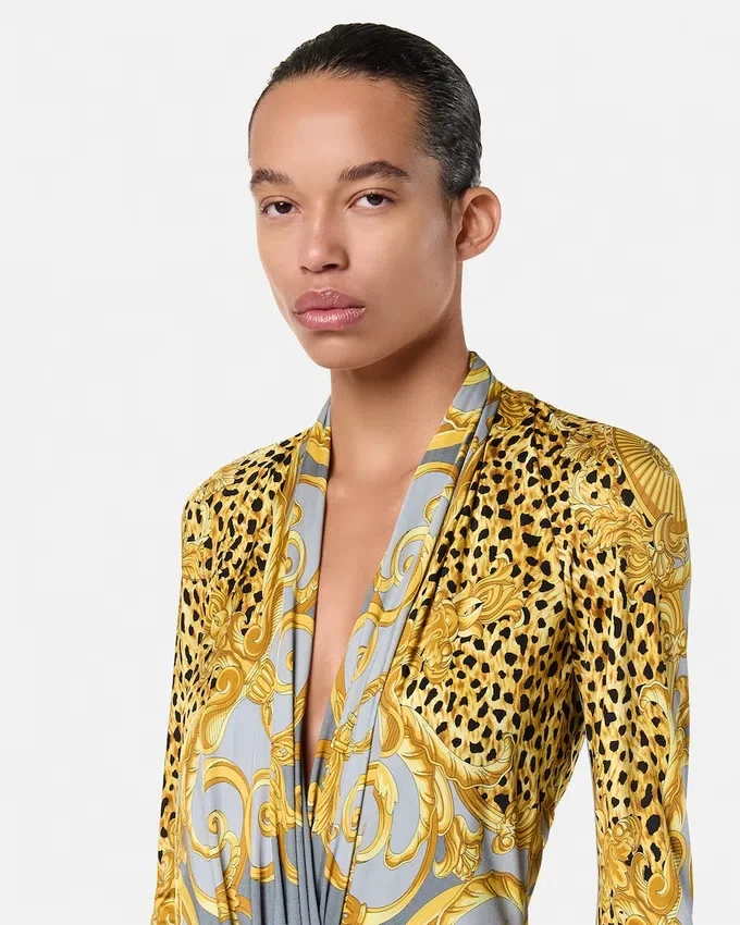 Cheetah Foulard Draped Bodysuit Cheetah Foulard Draped Bodysuit