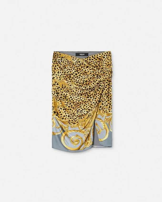 Cheetah Foulard Draped Midi Skirt Cheetah Foulard Draped Midi Skirt