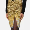 Cheetah Foulard Draped Midi Skirt Cheetah Foulard Draped Midi Skirt