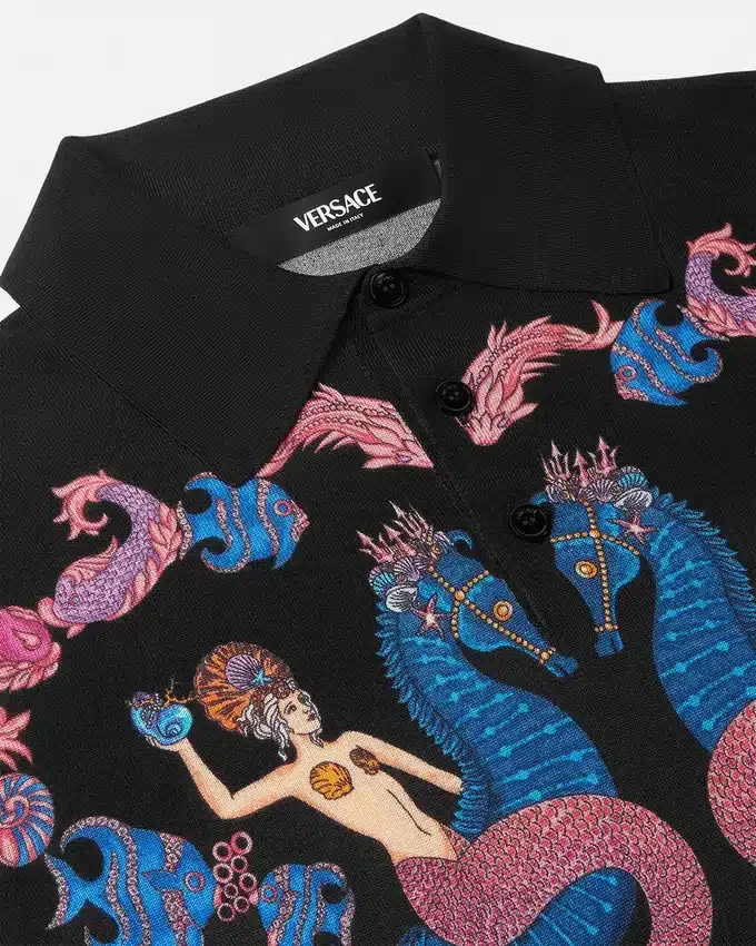 Coral Theatre Knit Silk Polo Shirt Coral Theatre Knit Silk Polo Shirt