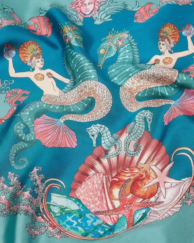 Coral Theatre Large Silk Foulard 90 cm Coral Theatre Large Silk Foulard 90 cm