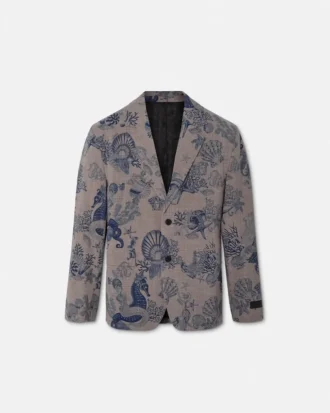 Coral Theatre Single-Breasted Wool Blazer