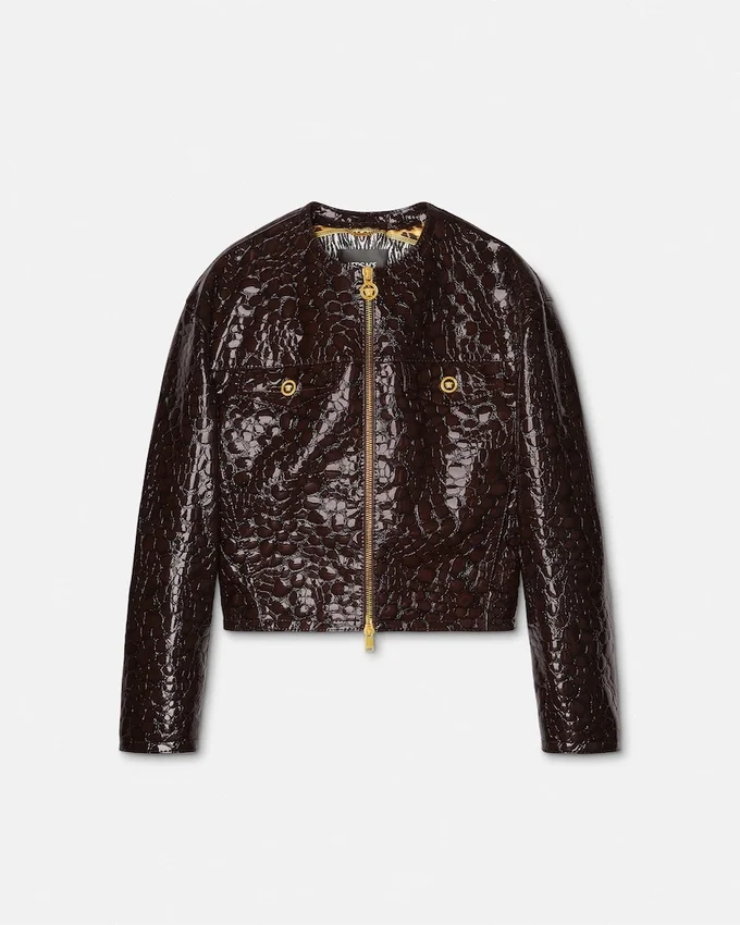 Croc-Effect Patent Leather Jacket Croc-Effect Patent Leather Jacket