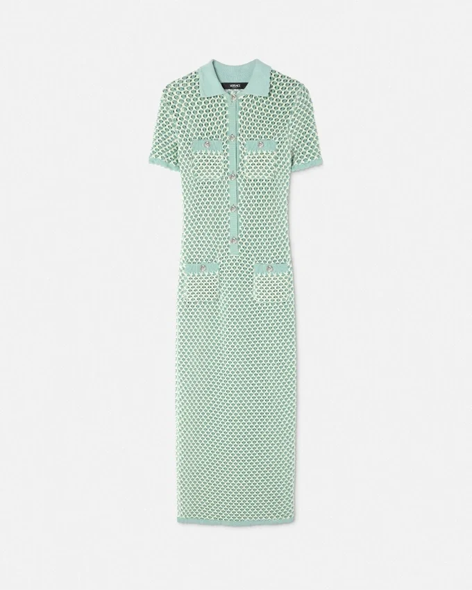 Crochet Knit Polo Maxi Dress Crochet Knit Polo Maxi Dress