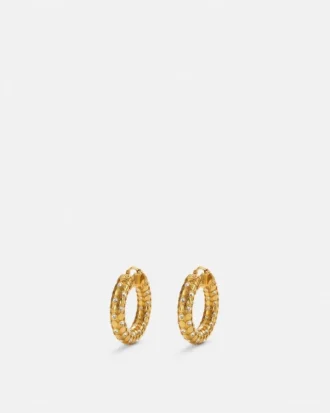 Crystal Metal Mesh Hoop Earrings