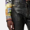 Distressed Leather Pants
