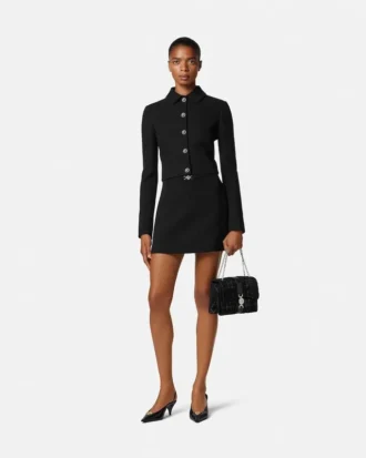 Double-Wool Crépe A-Line Mini Skirt