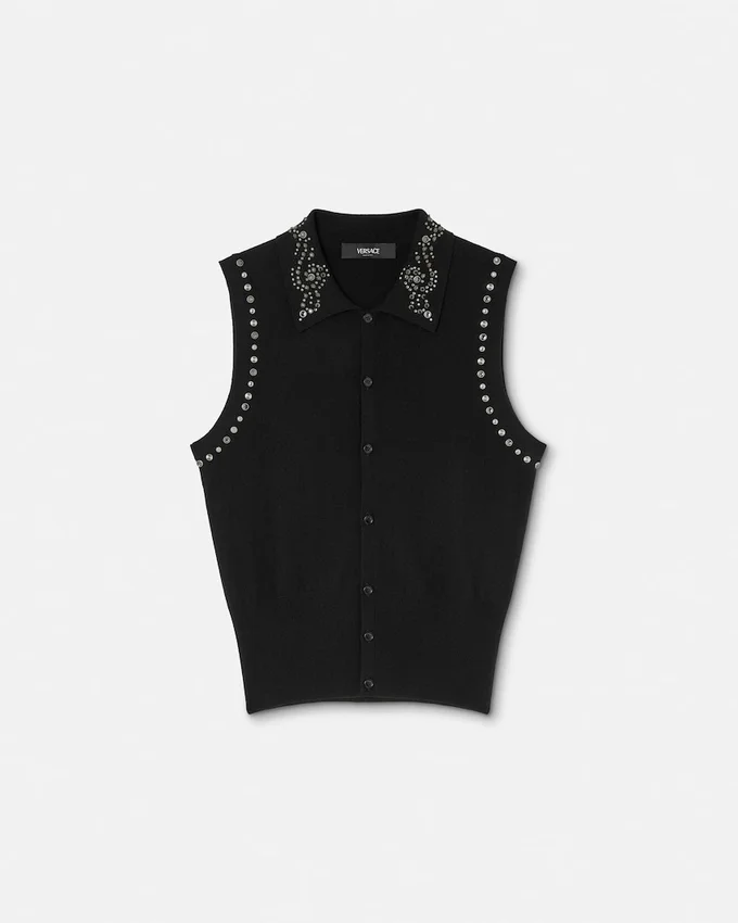 Embellished Cashmere-Blend Knit Vest Embellished Cashmere-Blend Knit Vest
