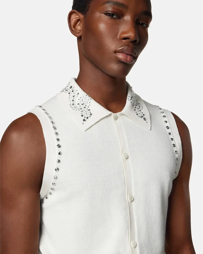 Embellished Cashmere-Blend Knit Vest Embellished Cashmere-Blend Knit Vest