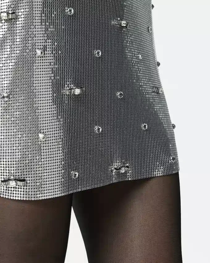 Embellished Metal Mesh Mini Skirt Embellished Metal Mesh Mini Skirt