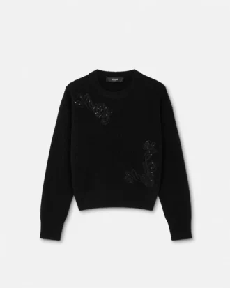 Embroidered Barocco Leaf Knit Sweater