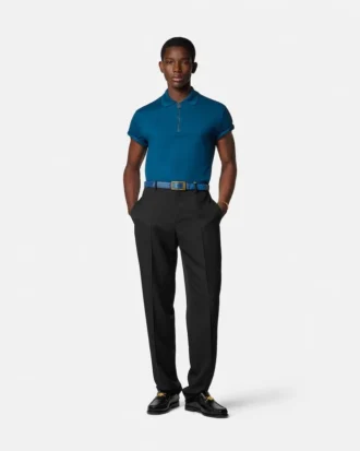 Embroidered Cotton-Piqu&eacute; Half-Zip Polo