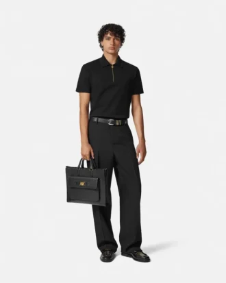 Embroidered Cotton-Piqu&eacute; Half-Zip Polo