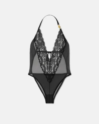 Embroidered Lace-Trim Bodysuit