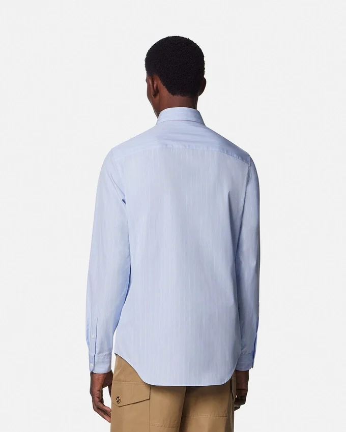Embroidered Medusa Striped Shirt Embroidered Medusa Striped Shirt