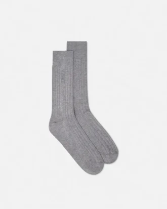 Embroidered Ribbed Cotton Socks