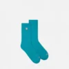 Embroidered Ribbed Cotton Socks