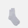 Embroidered Ribbed Cotton Socks