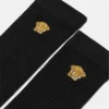 Embroidered Ribbed Cotton Socks