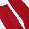 Embroidered Ribbed Cotton Socks