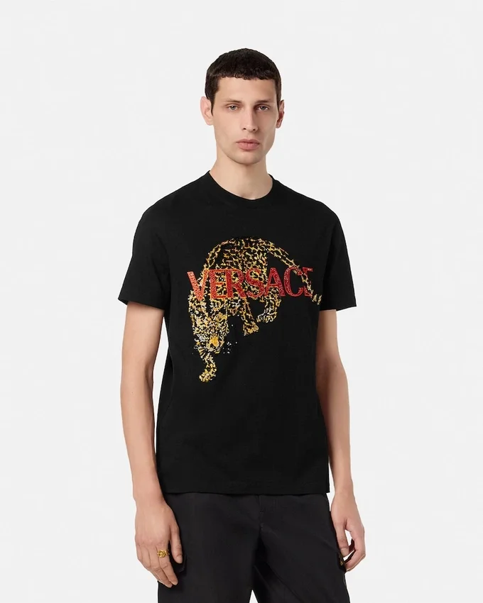 Embroidered Versace Leopard T-Shirt Embroidered Versace Leopard T-Shirt