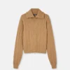 Embroidered Wool Knit Zip Sweater