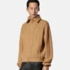 Embroidered Wool Knit Zip Sweater