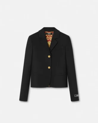 Gabardine Crop Boxy Blazer
