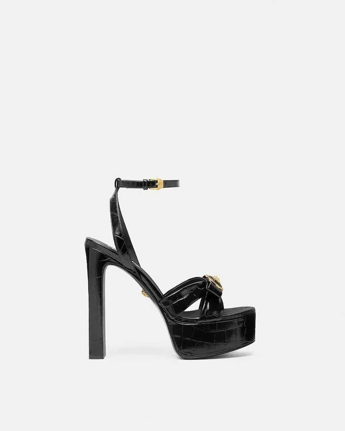 Gianni Ribbon Croc-Effect Sandals 140 mm Gianni Ribbon Croc-Effect Sandals 140 mm